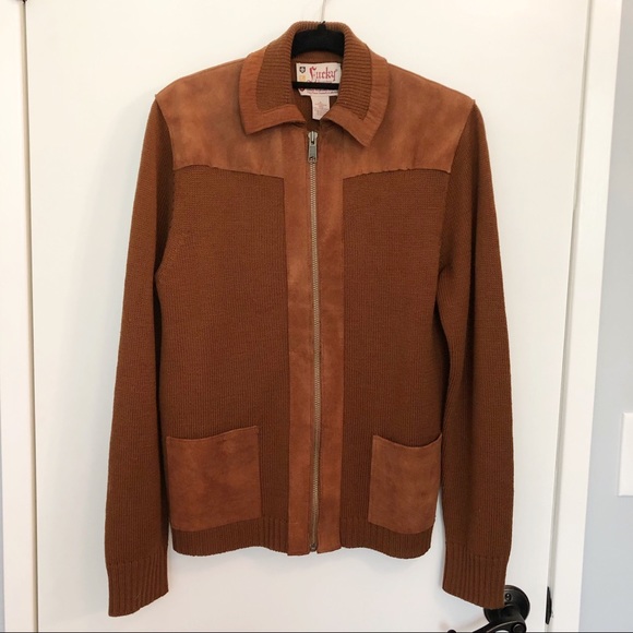 Lucky Brand Other - Men’s Lucky Brand Zip Up Sweater w Suede Accent